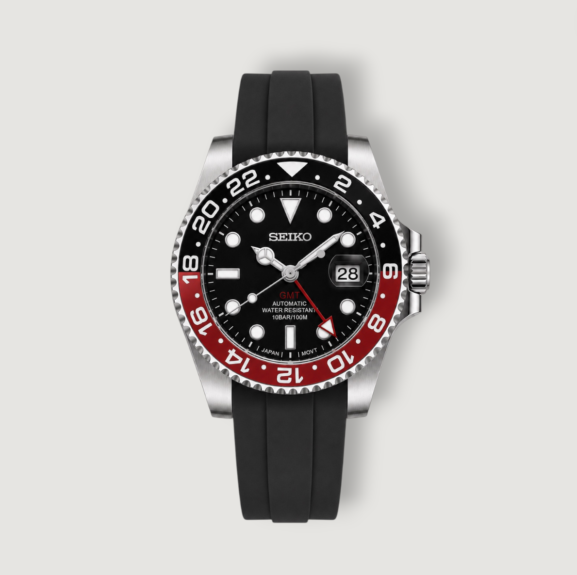 Seiko Mod GMT Coke Caoutchouc