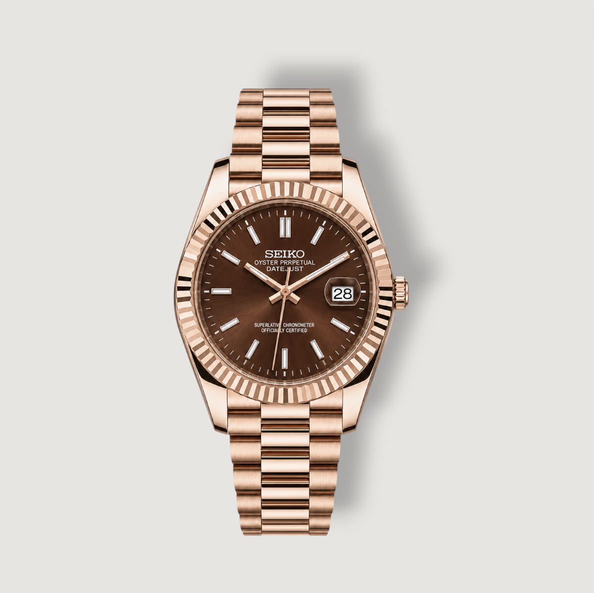 SeikoJust Roségold/Schokolade